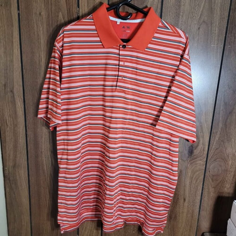 Adidas Clima Cool Striped Golf Polo Shirt - XL